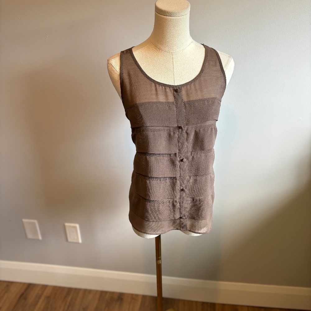 Ark & Co., Women's Sleeveless, Layered, Light Brown Blouse, SZ SM
